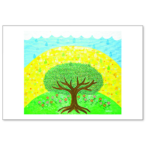 森田夏実　オリジナルポストカード　「木がよろこんでる　葉っぱわらってる」